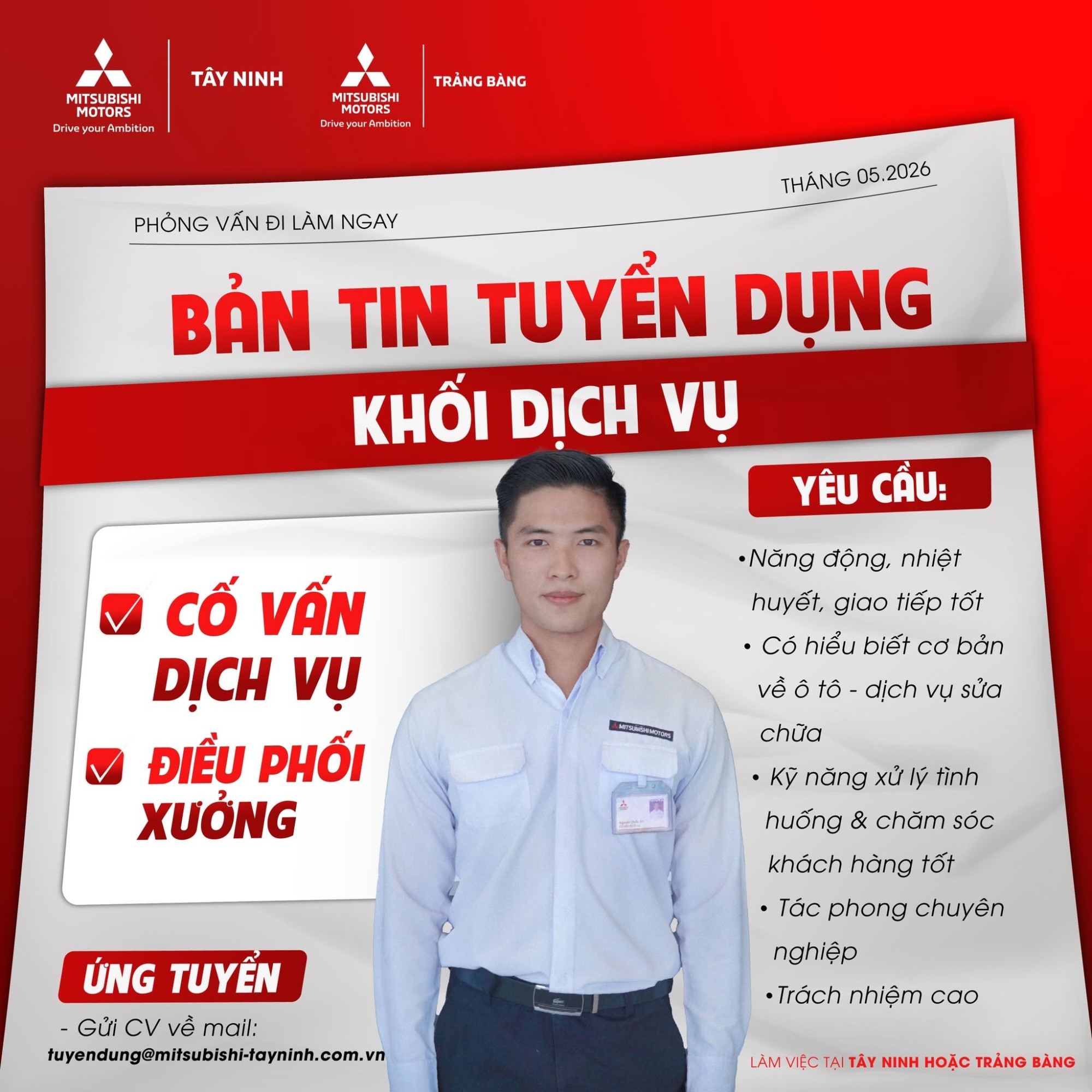 Tuyển dụng Cố vấn dịch vụ tại Mitsubishi Tây Ninh