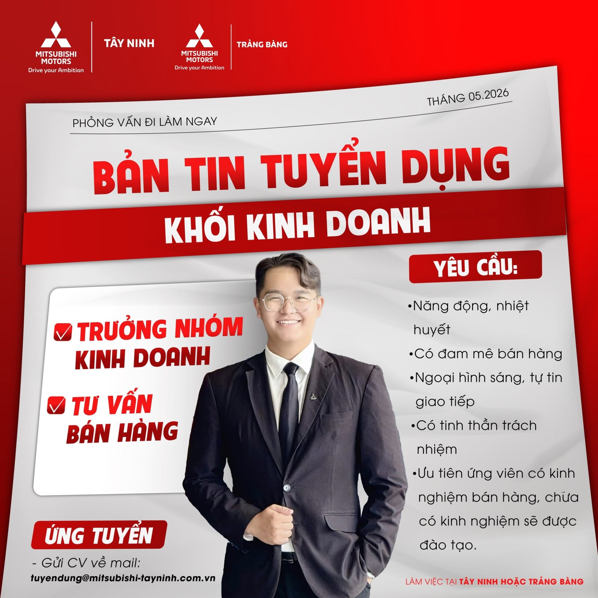 Tuyển dụng nhân viên kinh doanh tại Mitsubishi Tây Ninh