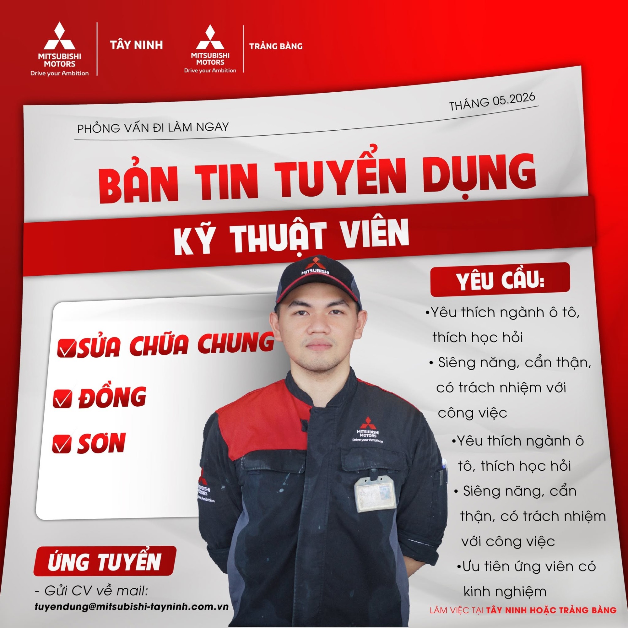 Tuyển dụng Kỹ thuật Viện tại Mitsubishi Tây Ninh