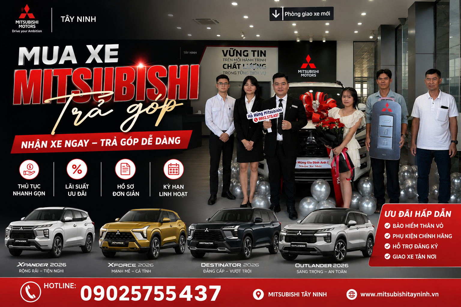 Mua Xe Mitsubishi Trả Góp Tại Tây Ninh – Thủ Tục, Lãi Suất & Hồ Sơ Chuẩn Bị